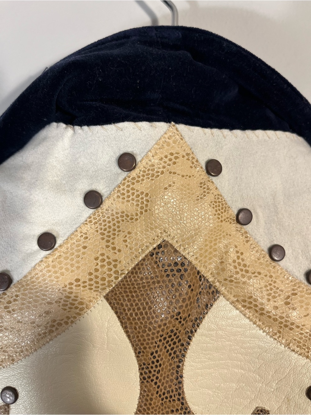 Navy Velvet Vintage Custom Upcycled Blazer Jacket Western Embellished - Picture 11 of 14